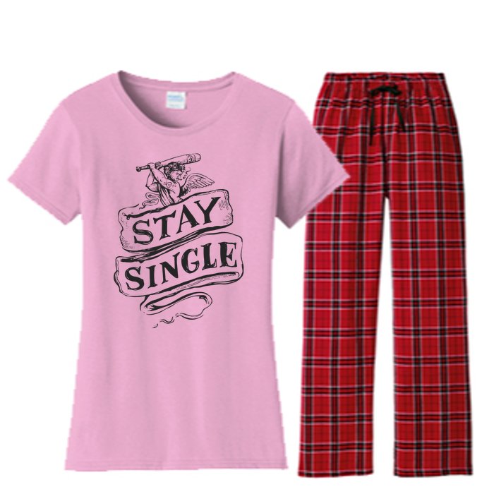 Stay Single Anti Valentine's Day Women's Flannel Pajama Set