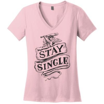 Stay Single Anti Valentine's Day Women's V-Neck T-Shirt