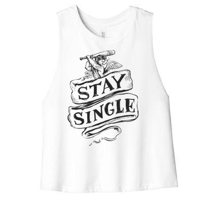 Stay Single Anti Valentine's Day Women's Racerback Cropped Tank