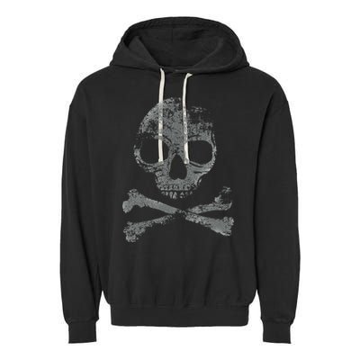Scary Skull And Crossbones Grunge Style Gothic Creepy Spooky Garment-Dyed Fleece Hoodie