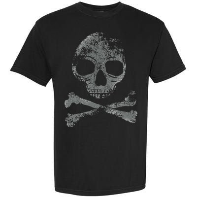 Scary Skull And Crossbones Grunge Style Gothic Creepy Spooky Garment-Dyed Heavyweight T-Shirt