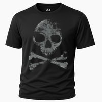 Scary Skull And Crossbones Grunge Style Gothic Creepy Spooky Cooling Performance Crew T-Shirt