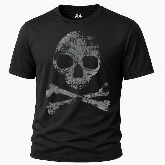 Scary Skull And Crossbones Grunge Style Gothic Creepy Spooky Cooling Performance Crew T-Shirt