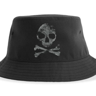 Scary Skull And Crossbones Grunge Style Gothic Creepy Spooky Sustainable Bucket Hat