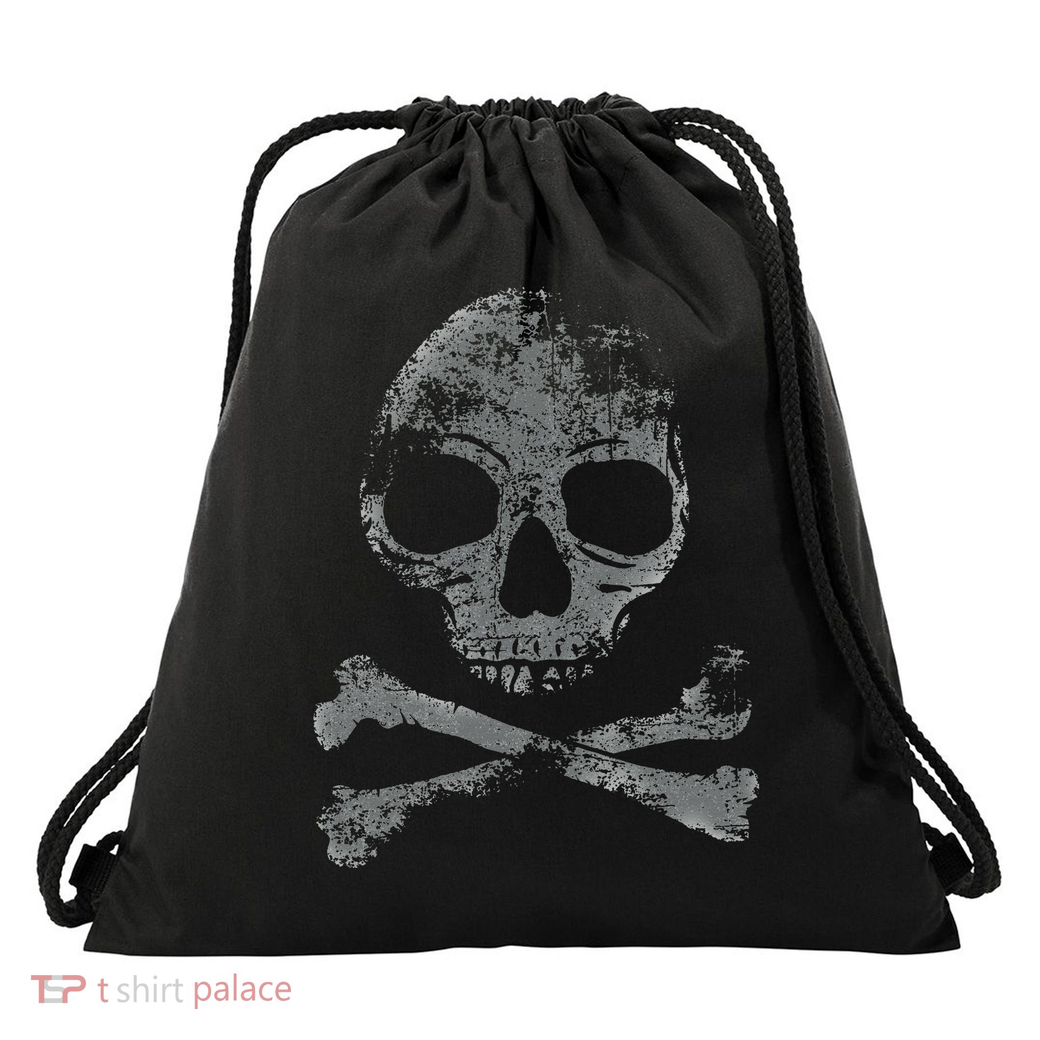 Scary Skull And Crossbones Grunge Style Gothic Creepy Spooky Drawstring Bag