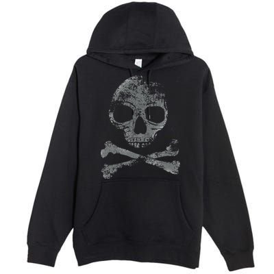 Scary Skull And Crossbones Grunge Style Gothic Creepy Spooky Premium Pullover Hoodie