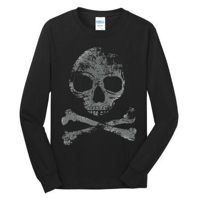Scary Skull And Crossbones Grunge Style Gothic Creepy Spooky Tall Long Sleeve T-Shirt