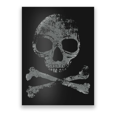 Scary Skull And Crossbones Grunge Style Gothic Creepy Spooky Poster