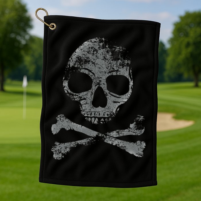 Scary Skull And Crossbones Grunge Style Gothic Creepy Spooky Golf Towel