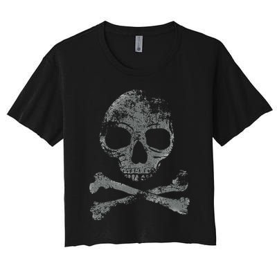 Scary Skull And Crossbones Grunge Style Gothic Creepy Spooky Crop Top