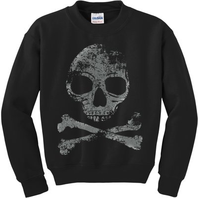Scary Skull And Crossbones Grunge Style Gothic Creepy Spooky Kids Sweatshirt