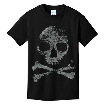 Scary Skull And Crossbones Grunge Style Gothic Creepy Spooky Kids T-Shirt