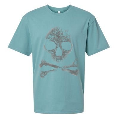 Scary Skull And Crossbones Grunge Style Gothic Creepy Spooky Sueded Cloud Jersey T-Shirt