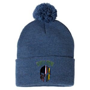 Spartan Strong American Spartans Rise Strong Pom Pom 12in Knit Beanie