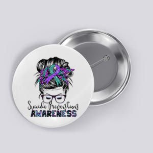 Semicolon Suicide Awareness Messy Hair Bun Button