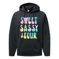 Sweet Sassy And Four 4th Birthday Girl Tie Dye 4 Year Old Performance Fleece Hoodie