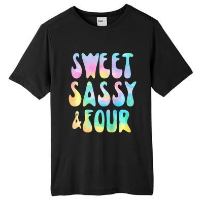 Sweet Sassy And Four 4th Birthday Girl Tie Dye 4 Year Old Tall Fusion ChromaSoft Performance T-Shirt