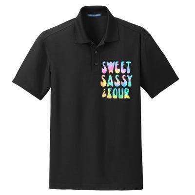 Sweet Sassy And Four 4th Birthday Girl Tie Dye 4 Year Old Dry Zone Grid Polo