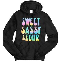 Sweet Sassy And Four 4th Birthday Girl Tie Dye 4 Year Old Tie Dye Hoodie