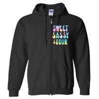 Sweet Sassy And Four 4th Birthday Girl Tie Dye 4 Year Old Full Zip Hoodie