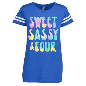 Sweet Sassy And Four 4th Birthday Girl Tie Dye 4 Year Old Enza Ladies Jersey Football T-Shirt