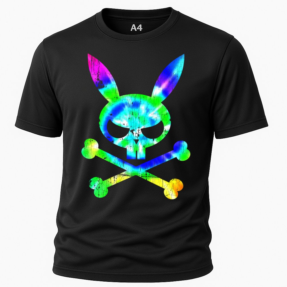 Scary Skull And Crossbones Bad Rabbit Horror Bunny Tie Dye Gift Cooling Performance Crew T-Shirt