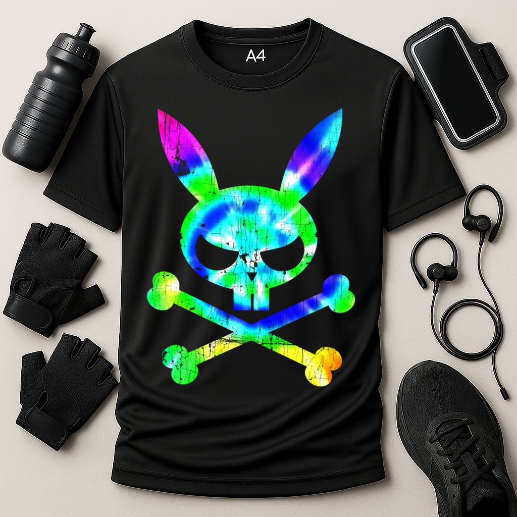 Scary Skull And Crossbones Bad Rabbit Horror Bunny Tie Dye Gift Cooling Performance Crew T-Shirt