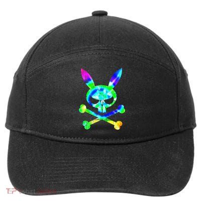 Scary Skull And Crossbones Bad Rabbit Horror Bunny Tie Dye Gift 7-Panel Snapback Hat