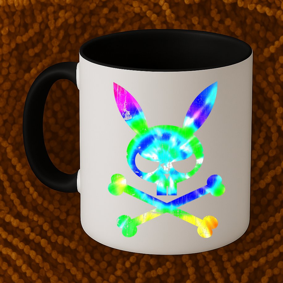 Scary Skull And Crossbones Bad Rabbit Horror Bunny Tie Dye Gift Mug