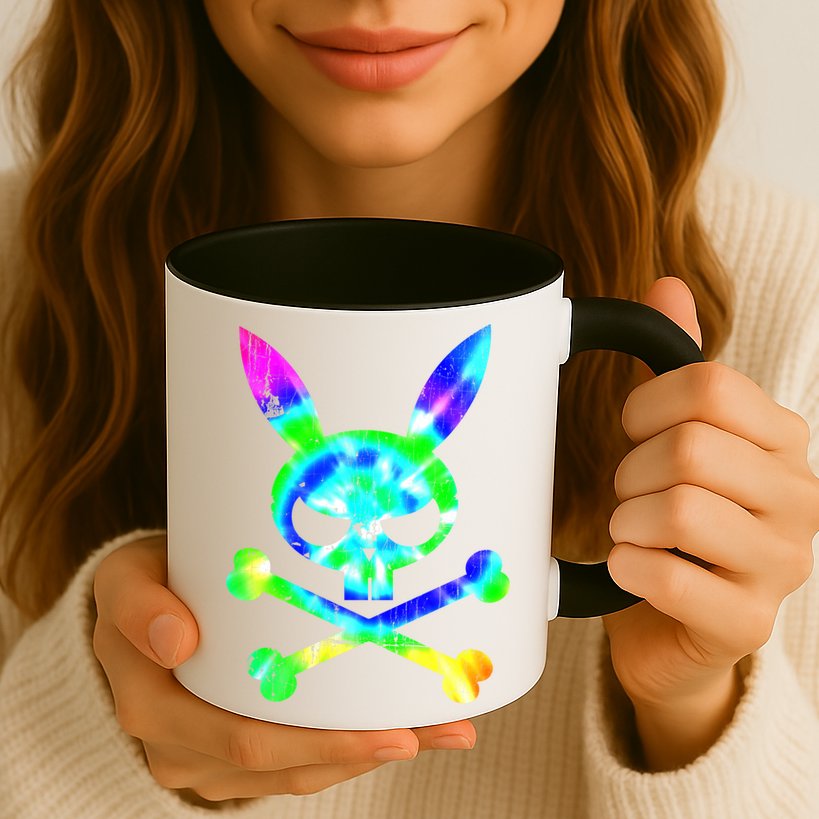 Scary Skull And Crossbones Bad Rabbit Horror Bunny Tie Dye Gift Mug