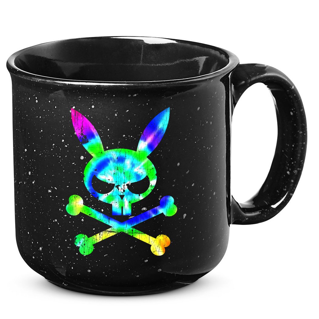 Scary Skull And Crossbones Bad Rabbit Horror Bunny Tie Dye Gift 15oz Campfire Ceramic Mug
