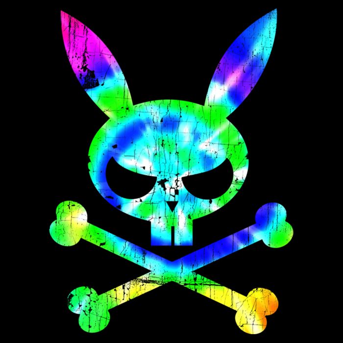 Scary Skull And Crossbones Bad Rabbit Horror Bunny Tie Dye Gift Flat Bill Trucker Hat