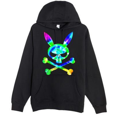 Scary Skull And Crossbones Bad Rabbit Horror Bunny Tie Dye Gift Premium Pullover Hoodie