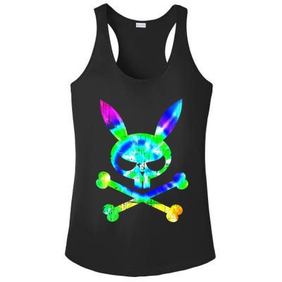 Scary Skull And Crossbones Bad Rabbit Horror Bunny Tie Dye Gift Ladies PosiCharge Competitor Racerback Tank