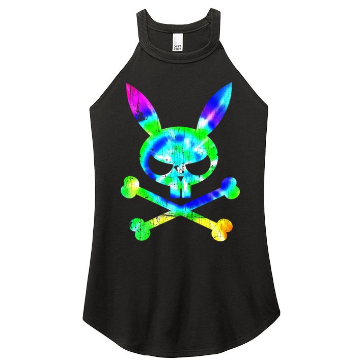 Scary Skull And Crossbones Bad Rabbit Horror Bunny Tie Dye Gift Women's Perfect Tri Rocker Tank