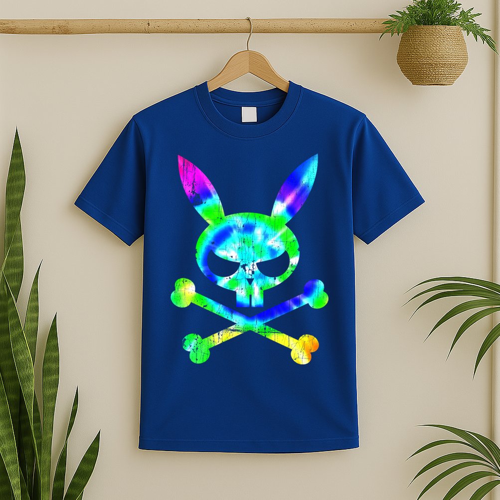 Scary Skull And Crossbones Bad Rabbit Horror Bunny Tie Dye Gift T-Shirt