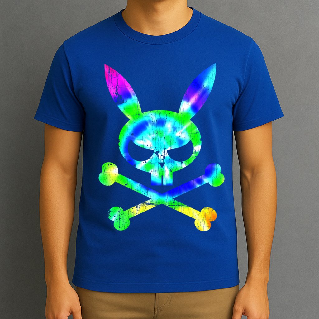 Scary Skull And Crossbones Bad Rabbit Horror Bunny Tie Dye Gift T-Shirt