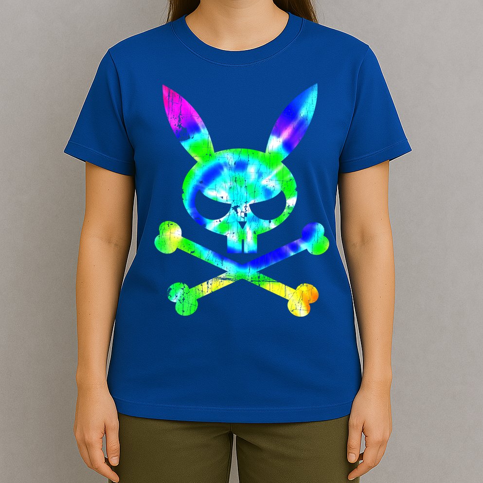 Scary Skull And Crossbones Bad Rabbit Horror Bunny Tie Dye Gift T-Shirt