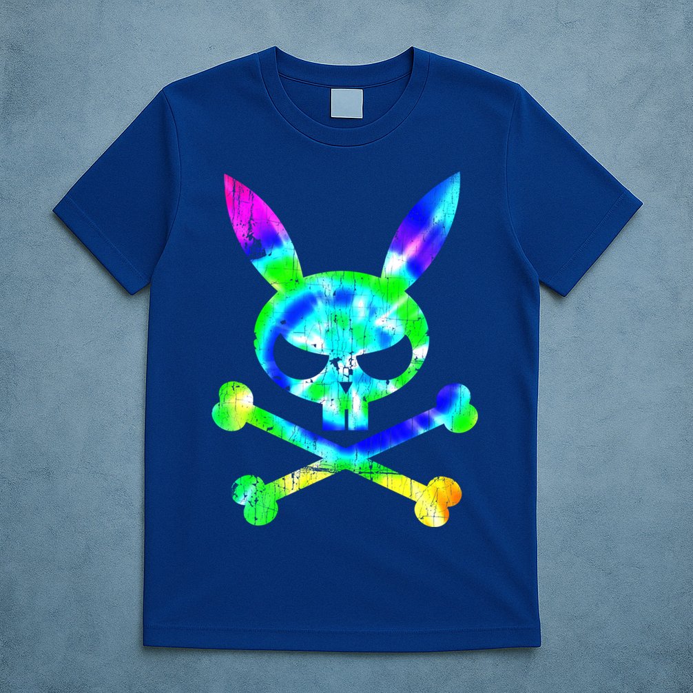 Scary Skull And Crossbones Bad Rabbit Horror Bunny Tie Dye Gift T-Shirt
