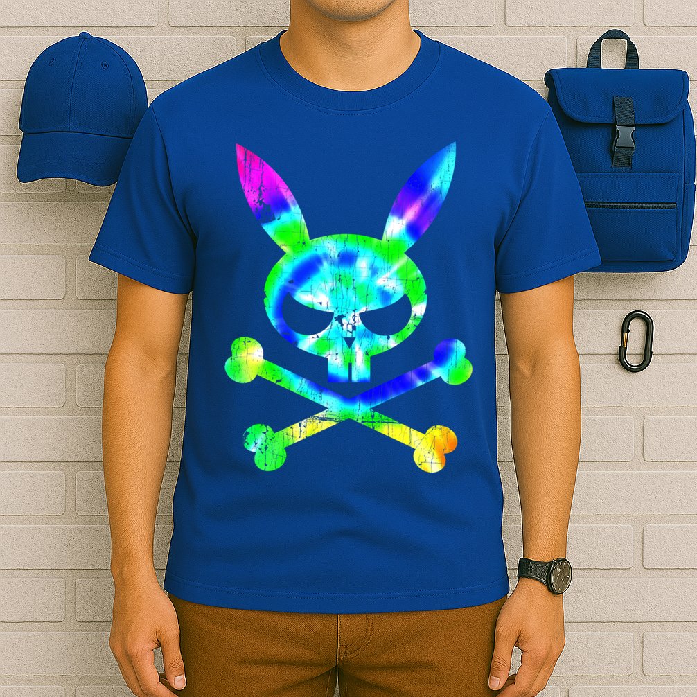 Scary Skull And Crossbones Bad Rabbit Horror Bunny Tie Dye Gift T-Shirt