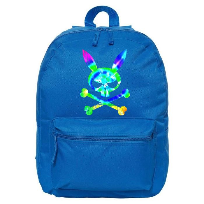 Scary Skull And Crossbones Bad Rabbit Horror Bunny Tie Dye Gift 16 in Basic Backpack
