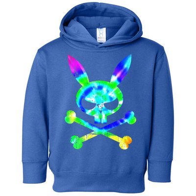 Scary Skull And Crossbones Bad Rabbit Horror Bunny Tie Dye Gift Toddler Hoodie