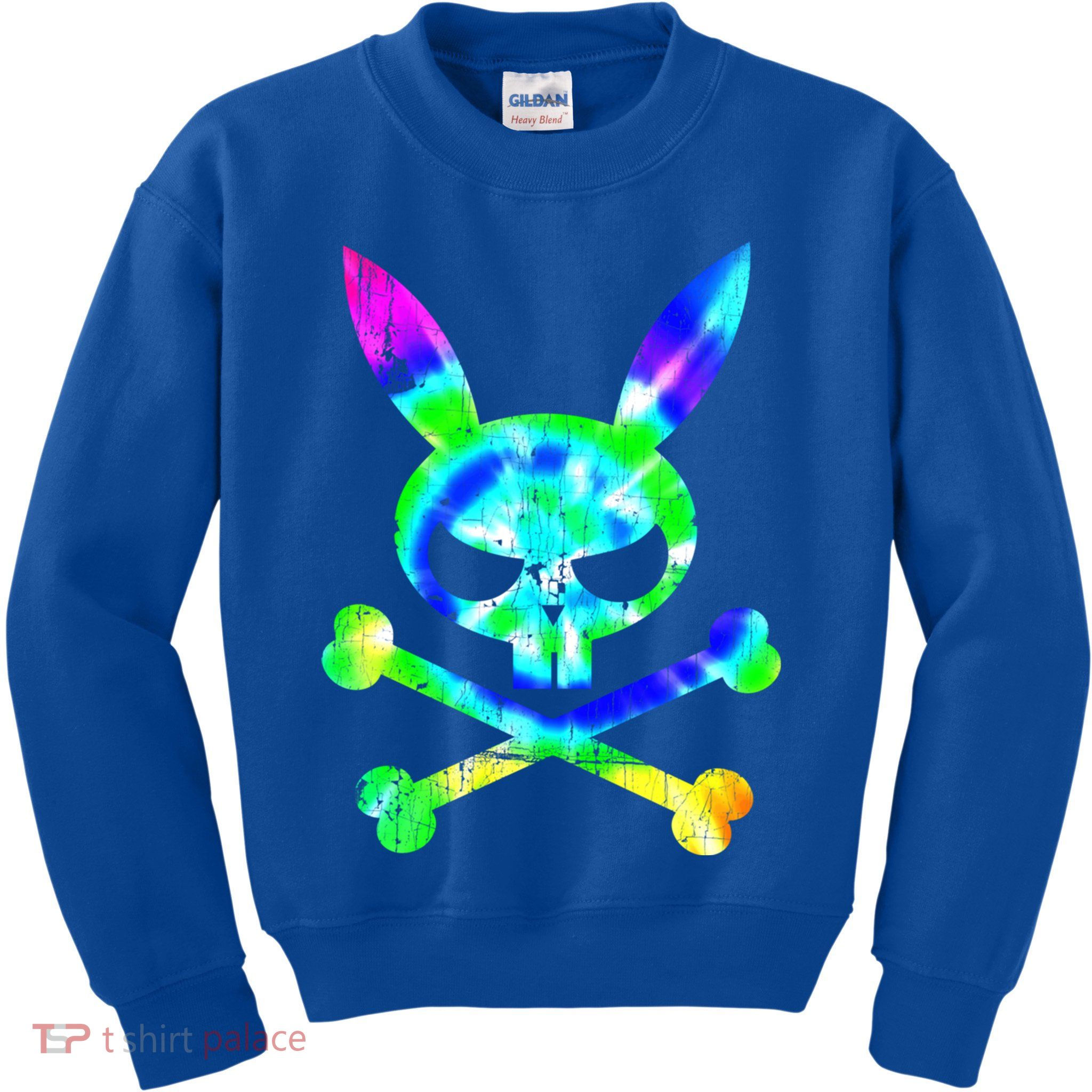 Scary Skull And Crossbones Bad Rabbit Horror Bunny Tie Dye Gift Kids Sweatshirt