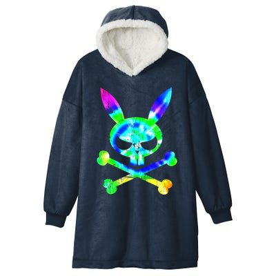 Scary Skull And Crossbones Bad Rabbit Horror Bunny Tie Dye Gift Hooded Wearable Blanket