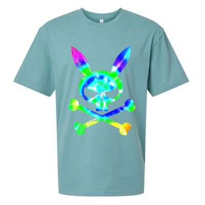 Scary Skull And Crossbones Bad Rabbit Horror Bunny Tie Dye Gift Sueded Cloud Jersey T-Shirt