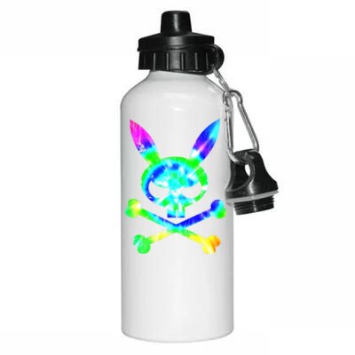 Scary Skull And Crossbones Bad Rabbit Horror Bunny Tie Dye Gift Aluminum Water Bottle