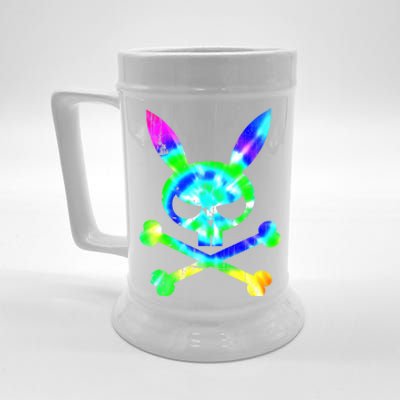 Scary Skull And Crossbones Bad Rabbit Horror Bunny Tie Dye Gift Beer Stein