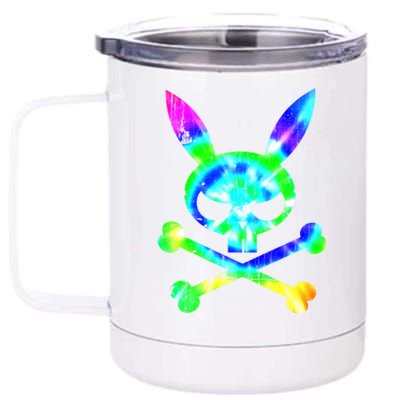 Scary Skull And Crossbones Bad Rabbit Horror Bunny Tie Dye Gift 12 oz Stainless Steel Tumbler Cup