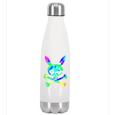 Scary Skull And Crossbones Bad Rabbit Horror Bunny Tie Dye Gift Stainless Steel Insulated Water Bottle