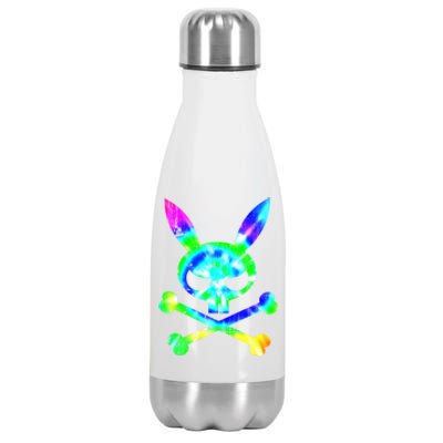 Scary Skull And Crossbones Bad Rabbit Horror Bunny Tie Dye Gift Stainless Steel Insulated Water Bottle